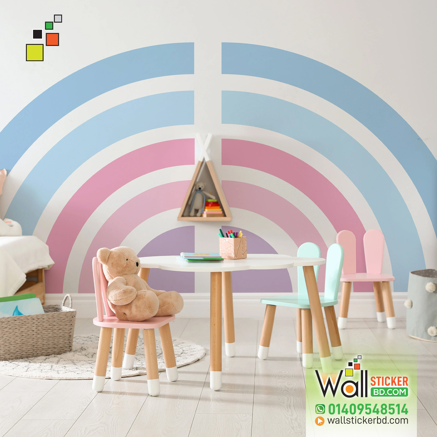 Pastel Rainbow Wall Art, Wall Sticker Shop BD, Sticker Design BD